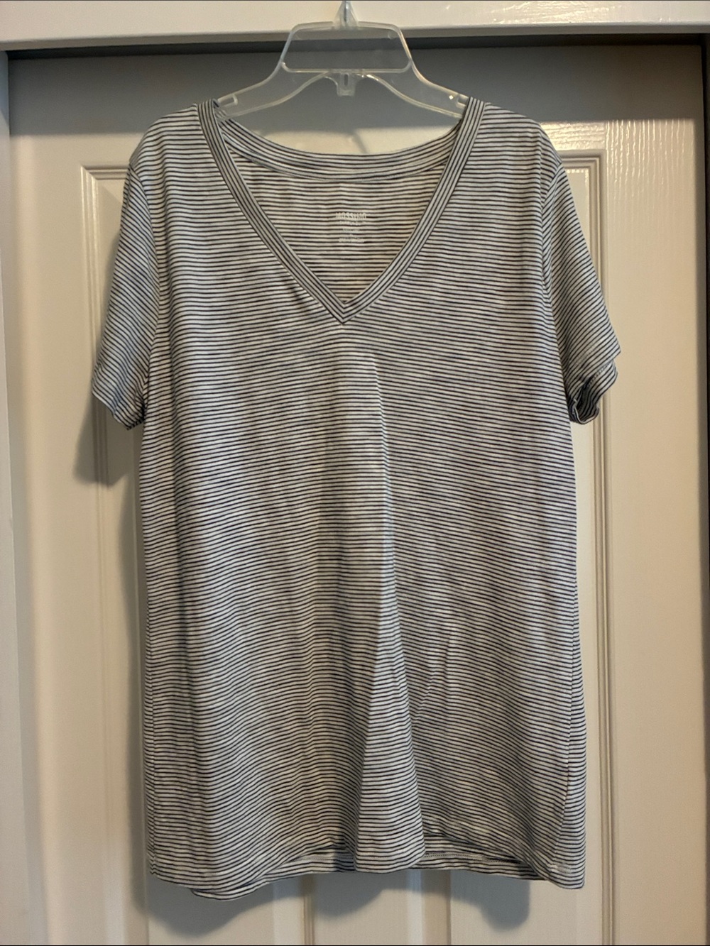 Mossimo Supply Co. Thin Black & White Striped V-Neck Tee